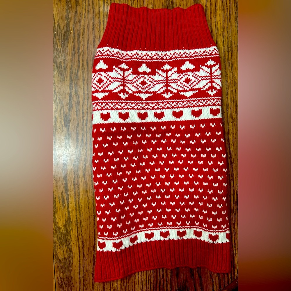 Red and White Fair Isle Dog Sweater